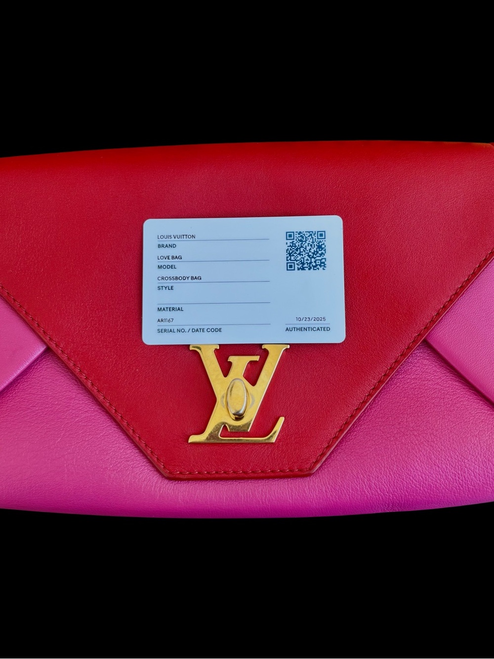 Louis Vuitton Love Note Bi-Color Red Pink Leather Crossbody Bag Auth - Picture 4 of 11